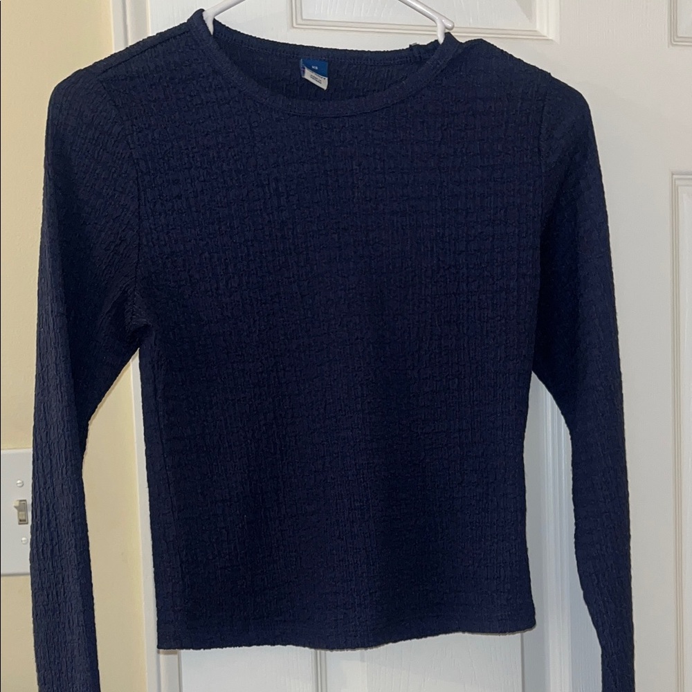 Old Navy Textured Black Long Sleeve Top